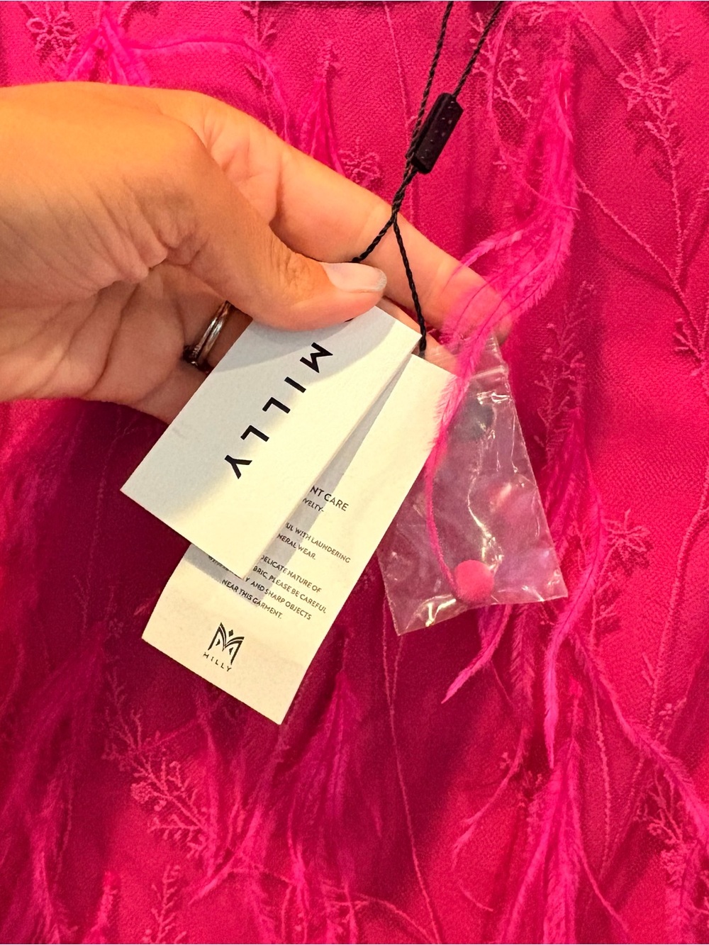 Milly Vibrant Fuchsia Feathered Mini Dress NWT - Picture 9 of 13